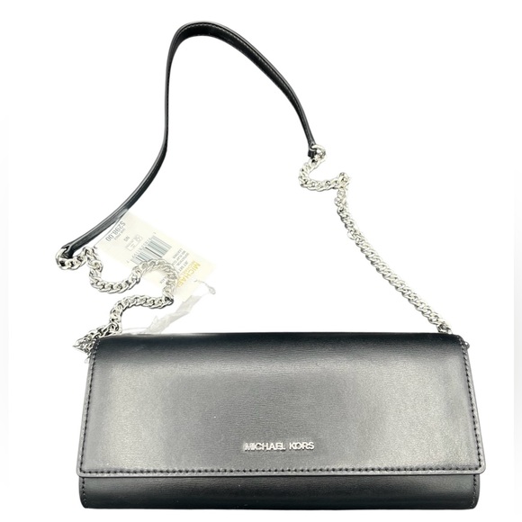 MICHAEL Michael Kors Handbags - Michael Kors Black Medium Leather Flap Clutch / Crossbody